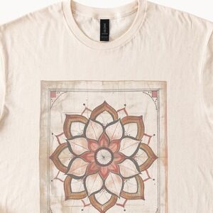 Vintage Mandala Flower Graphic Tee Ornate Botanical Design